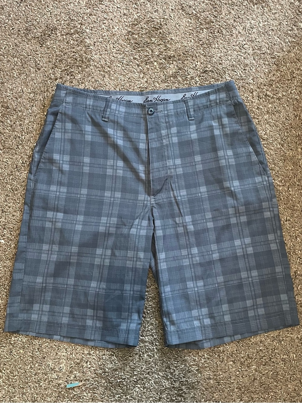 Hogan Gray Plaid Flat Front Men’s Shorts